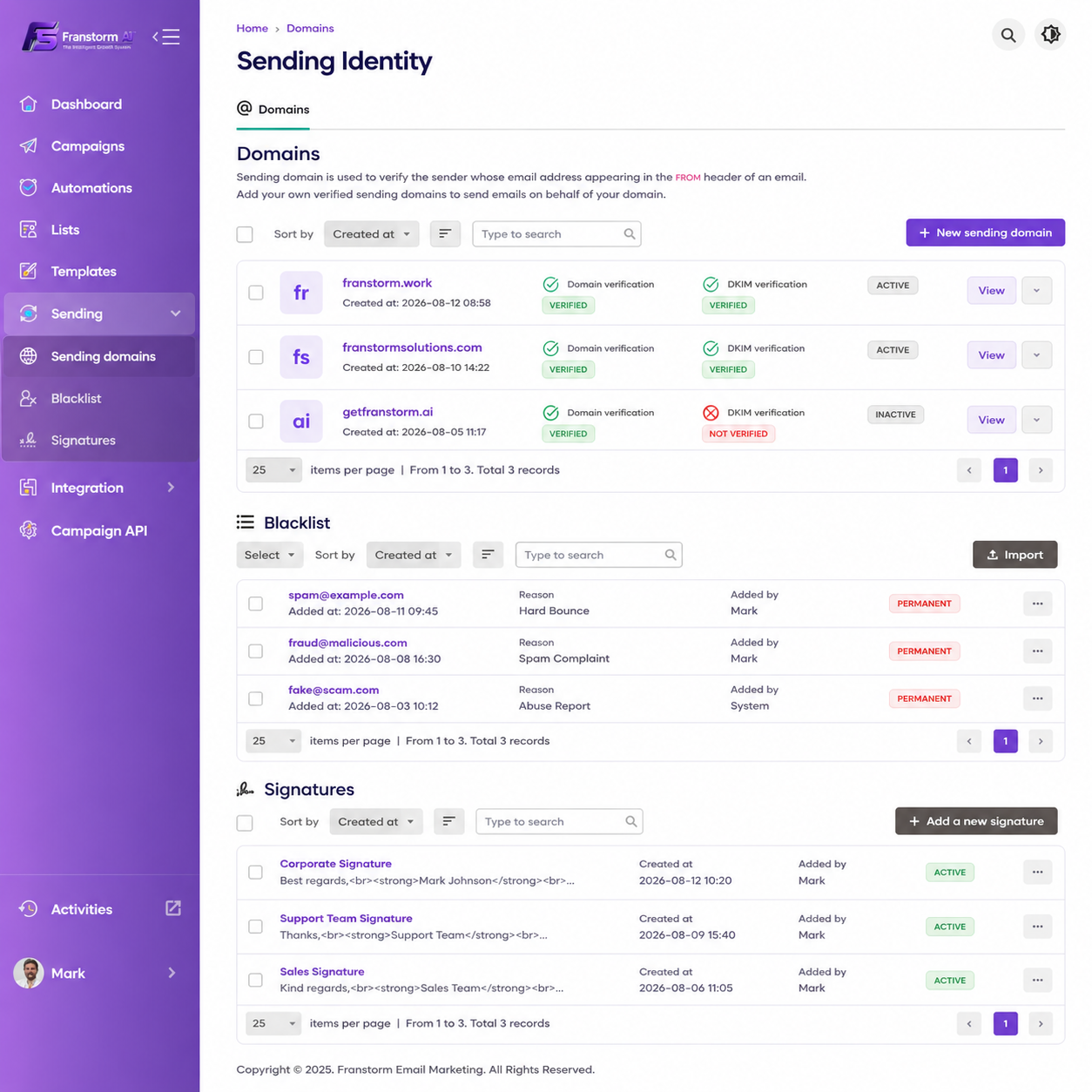Email Sending & Domains