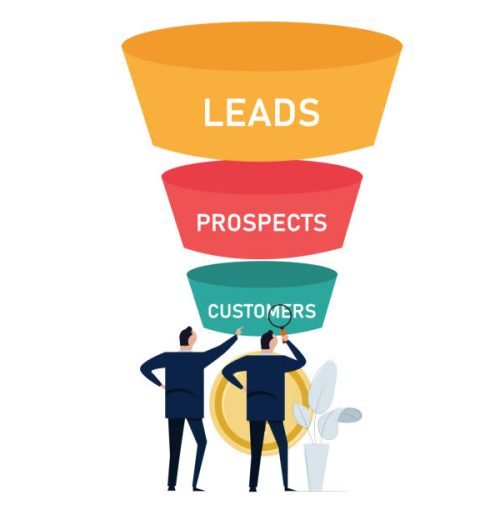 optimize sales funnel businessman analyze improve business conversion marketing from leads to prospects to customers maximize profit vector